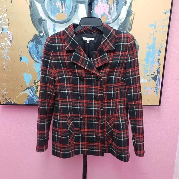 CAbi #165 Manhattan Tartan Double Breasted Plaid Blazer - Picture 1 of 8